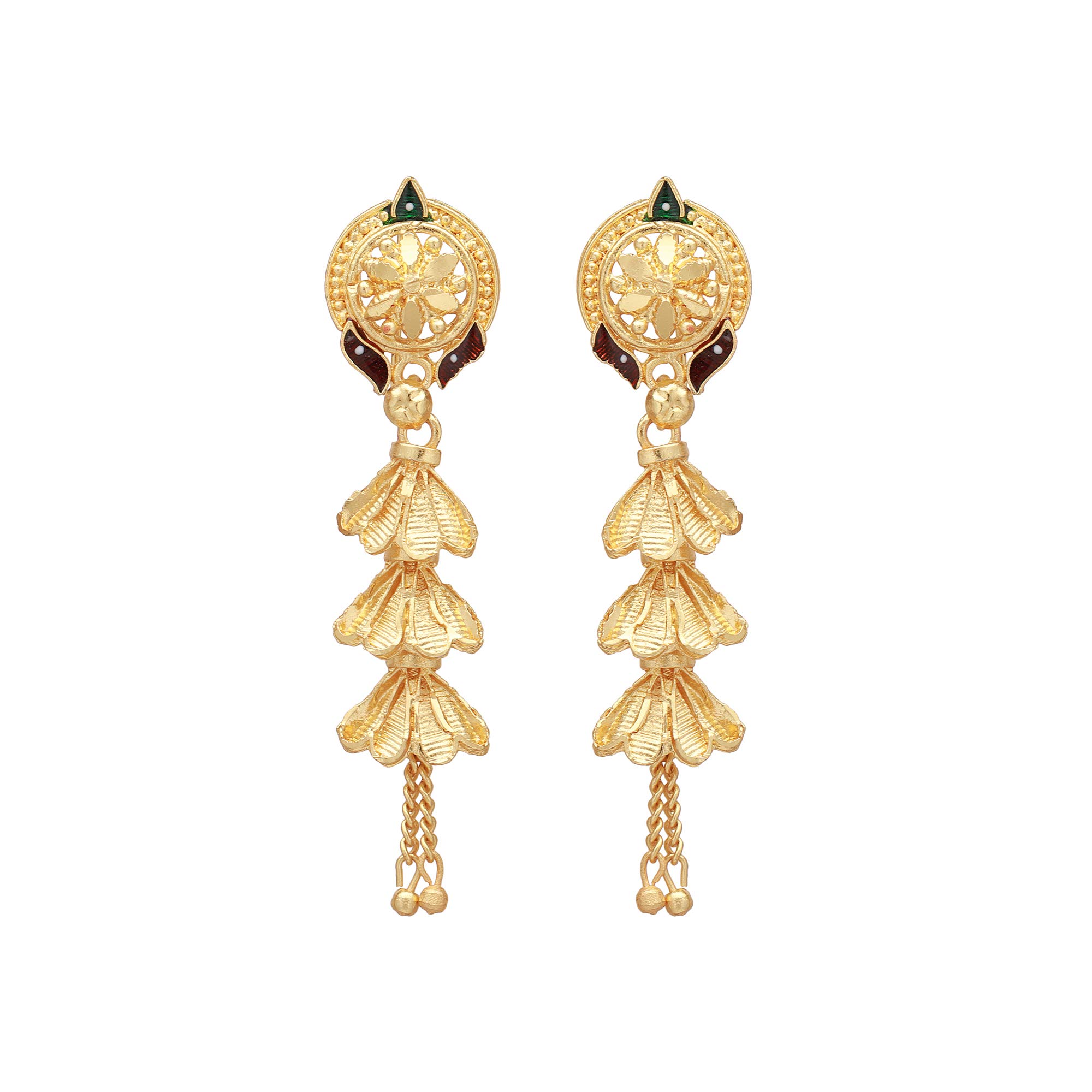 Shreyadzines Traditional Gold Plated Stud Dangle Style Fashion earrings for Women and Girls