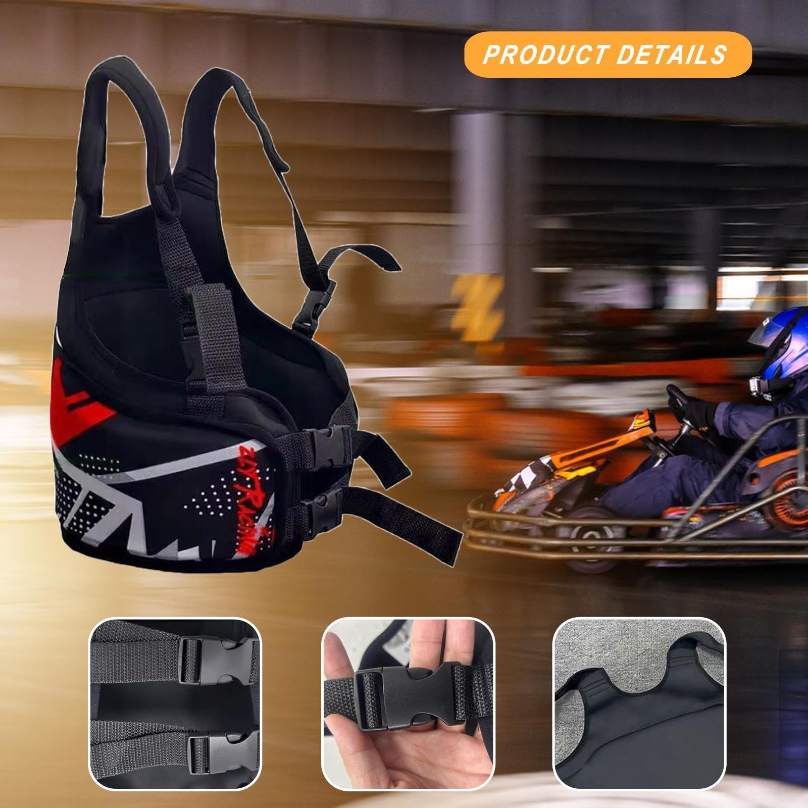 Chaleco Protector de Costillas para Karting para Adultos, Protector de Pecho para Karting, Multiusos, con Absorción de Impactos, Transpirable Y Ajusta, Rojo