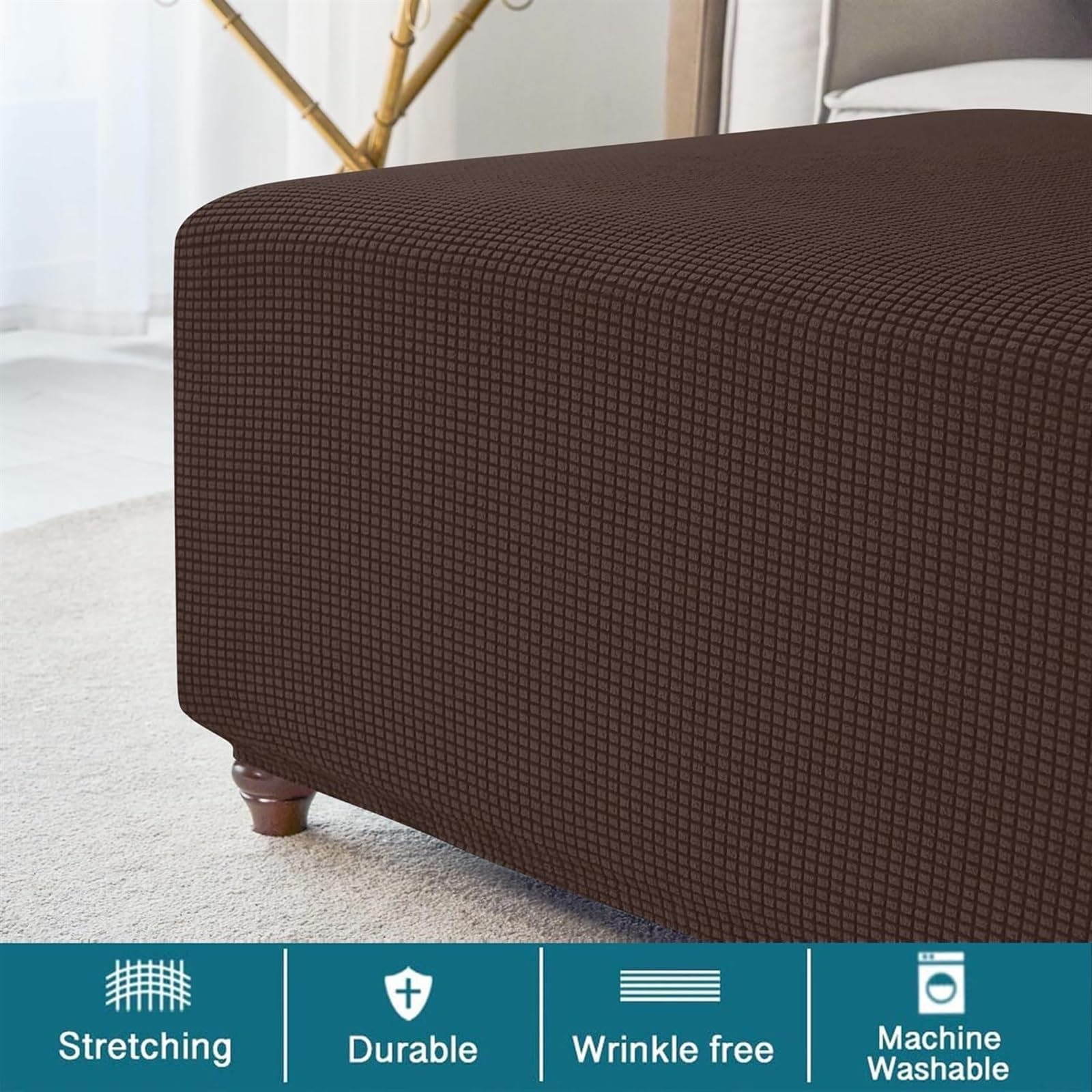 uyeoco Funda de Puff Otomana Cuadrado 50x50 /40x40/80x80 Elástica Funda Reposapies Terciopelo Retirable Lavable Terciopelo Jacquard Cubierta Taburete Sofá Protector (Color : #13, Size : 80x80 cm)