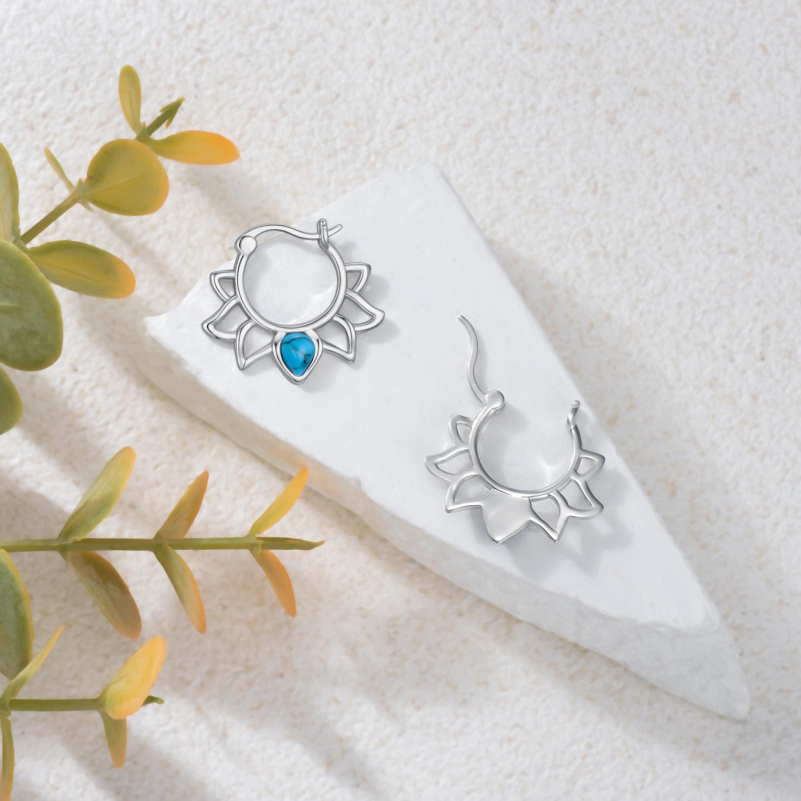 VONALA Boho Lotus Creolen Hoop Ohrringe Damen Silber 925 Filigrane Tribal Mandala Creolen Ohrringe Boho Style Schmuck Geschenke für Frauen Mädchen
