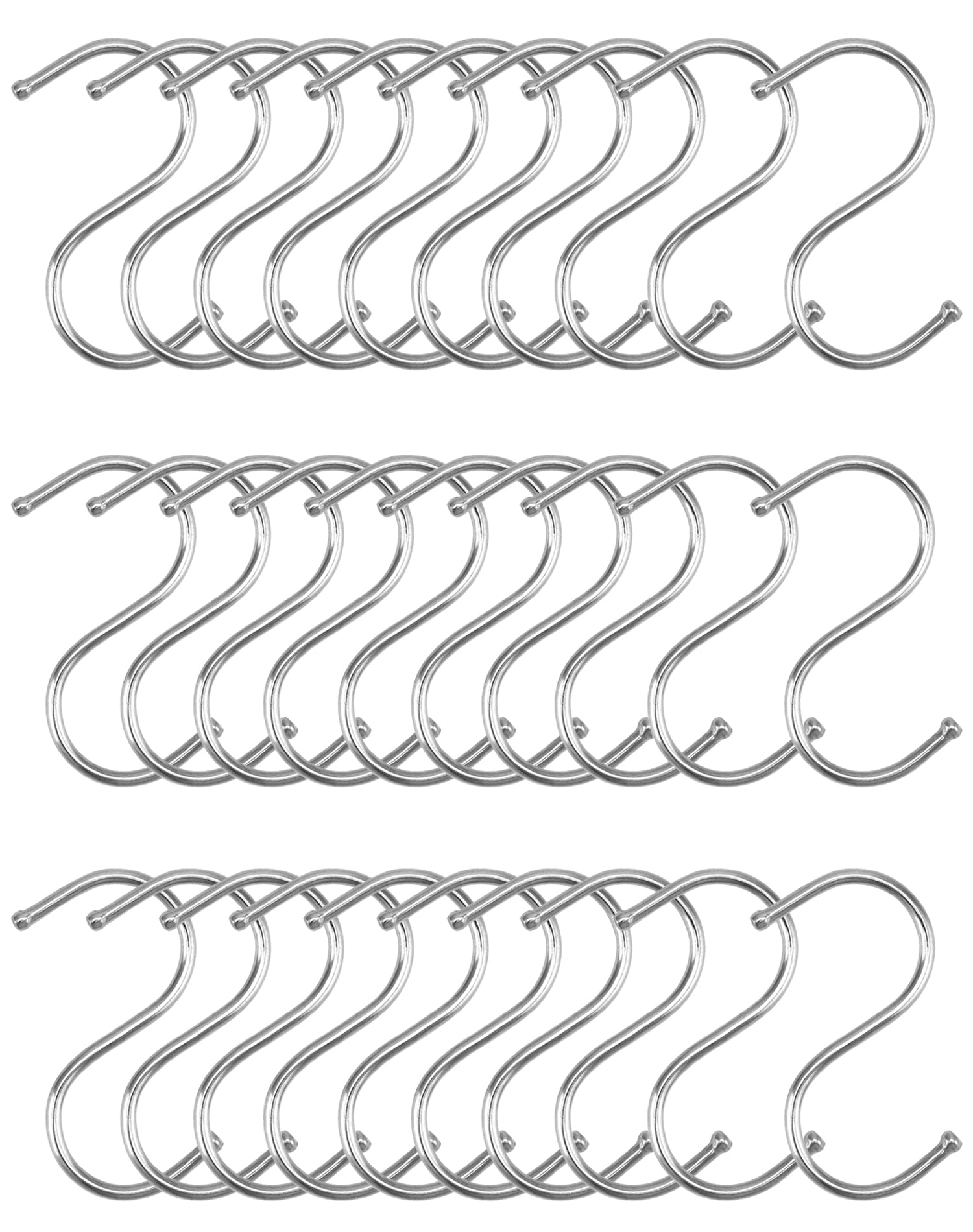 QWORK 30 Pezzi Ganci a S da Acciaio Inossidabile, 6.5 cm, Ganci Cucina, per Appendere Pentole e Padelle, Piante, Attrezzi, Vestiti, Asciugamani