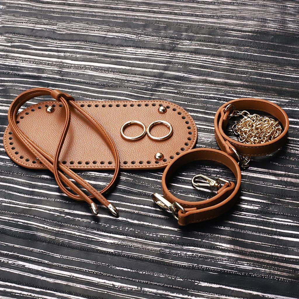 5 Stück DIY Taschen Bastelteile PU Taschenboden Kissen Taschenriemen Zubehör mit Rundem Und Kordelzug für Handarbeit Basteln Werkstatt