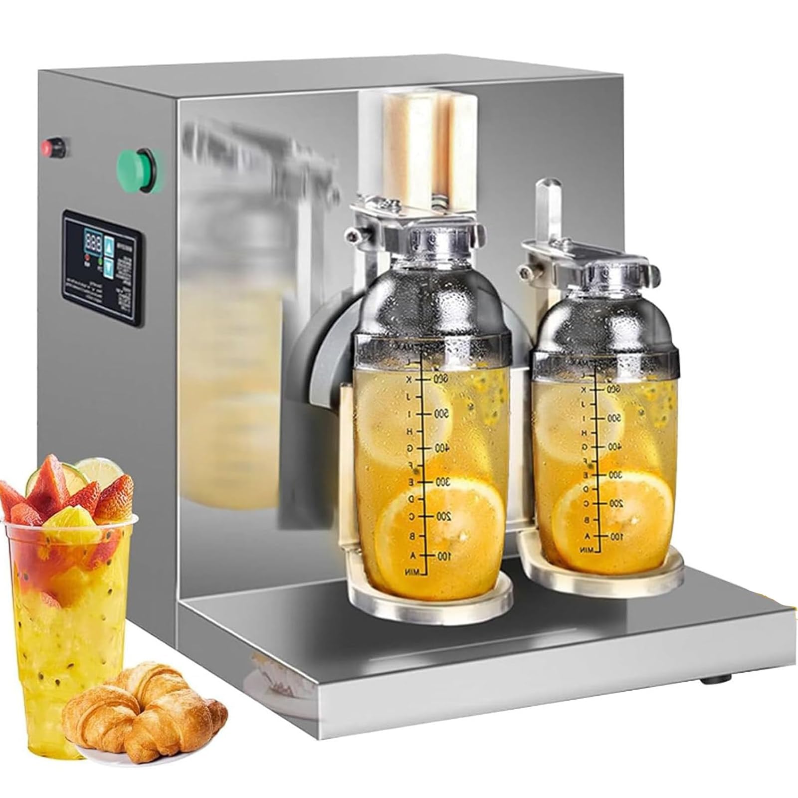 Automatic Milk Tea Shaker Machine, 360° for Bubble Tea Boba Tea, Electric Milk Tea Shaking Machine, Juice Coffee Milk Wine Cocktail Double Cup 700ml/1000ml Stainless Steel