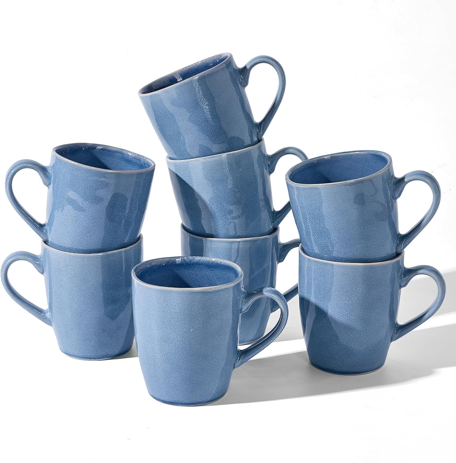 famiware Aurora Coffee Mugs, 14oz Mug Set of 8, Stoneware Cup with Handle