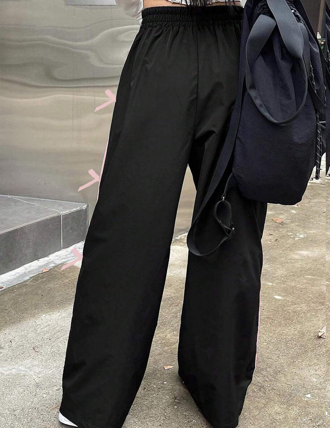 Women's Bow Wide Leg Sweatpants Elastic Waist Casual Baggy Pants Army Green XL - Image 5