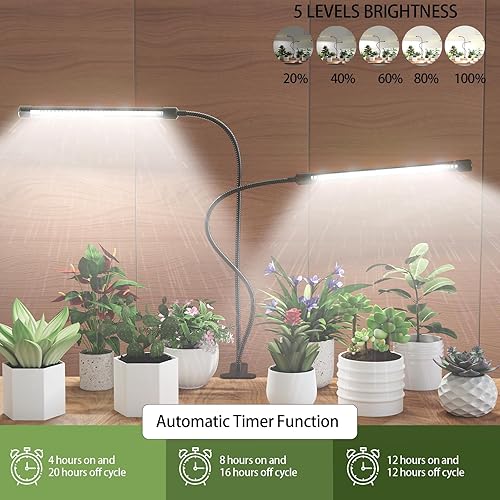 Miniatura 2 de Luz de crecimiento, 6500 K de espectro completo, blanco, rojo, azul, 84 LED, lámpara de plantas, escritorio con clip para plantas de interior, 5