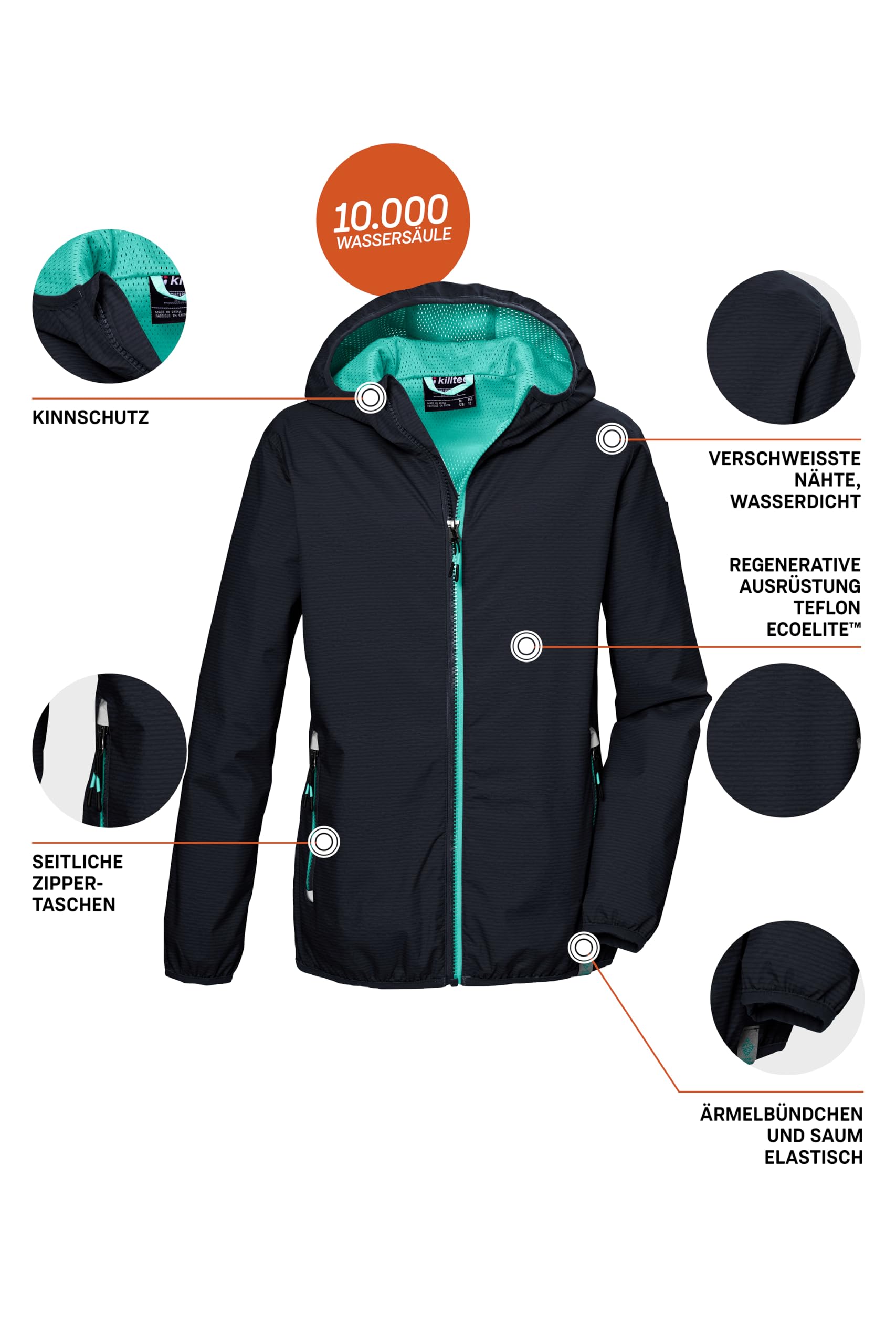 Killtec Mädchen Kos 138 Grls Jckt Funktionsjacke/Regenjacke mit Kapuze