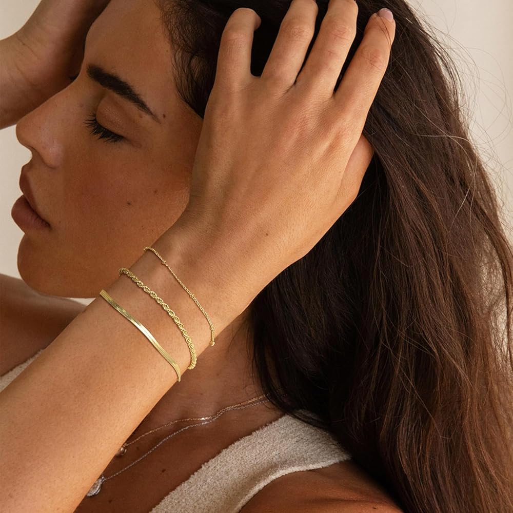 ブレスレット LAZY DAWN layered chain bracelet Amazon.com: Gold Layered Bracelets Bracelets Set for Women