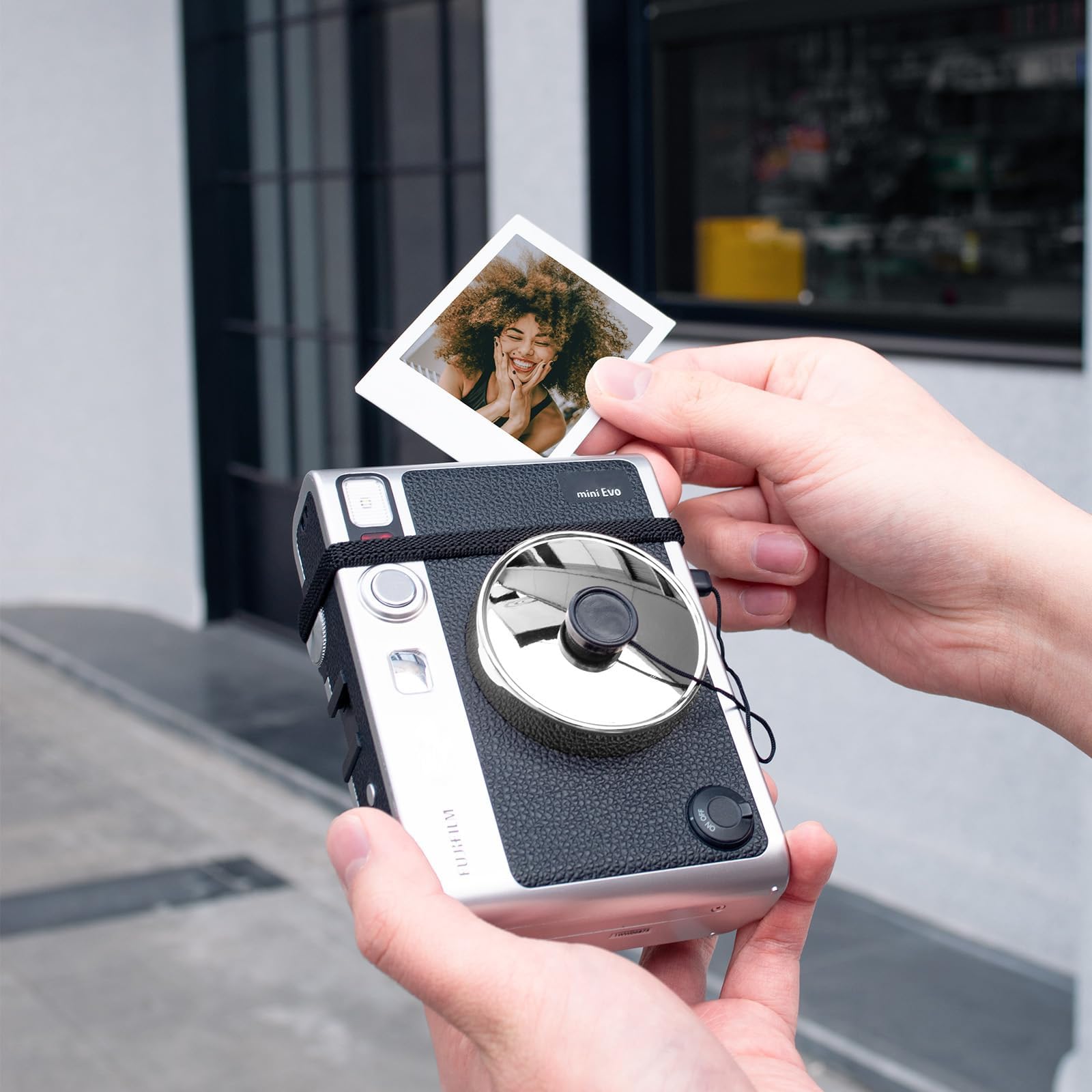 Rieibi Accessori compatibili con Fujifilm Instax Mini Evo - Custodia protettiva per PC Polaroid e copriobiettivo per fotocamera Fuji Instax Mini Evo