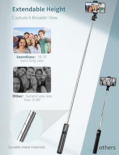 Miniatura 2 de Trípode para selfie stick con control remoto inalámbrico desmontable, 4 en 1 extensible portátil selfie stick y trípode para teléfono compatible con