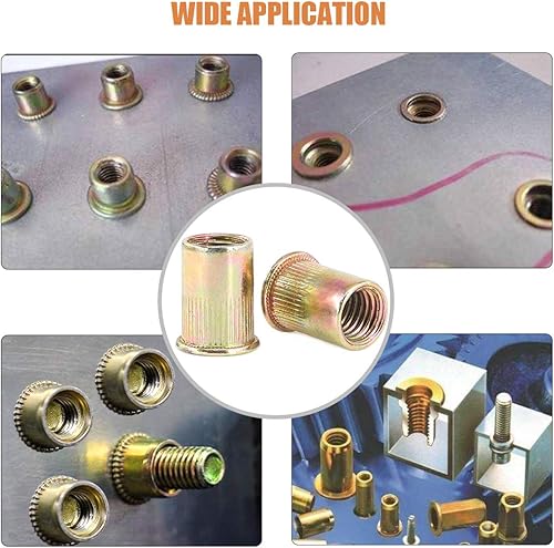 Miniatura 7 de Keadic 100 piezas M12 métrica de acero al carbono chapado en zinc tuerca remache cabeza plana roscada inserto Nutsert Kit (M12)