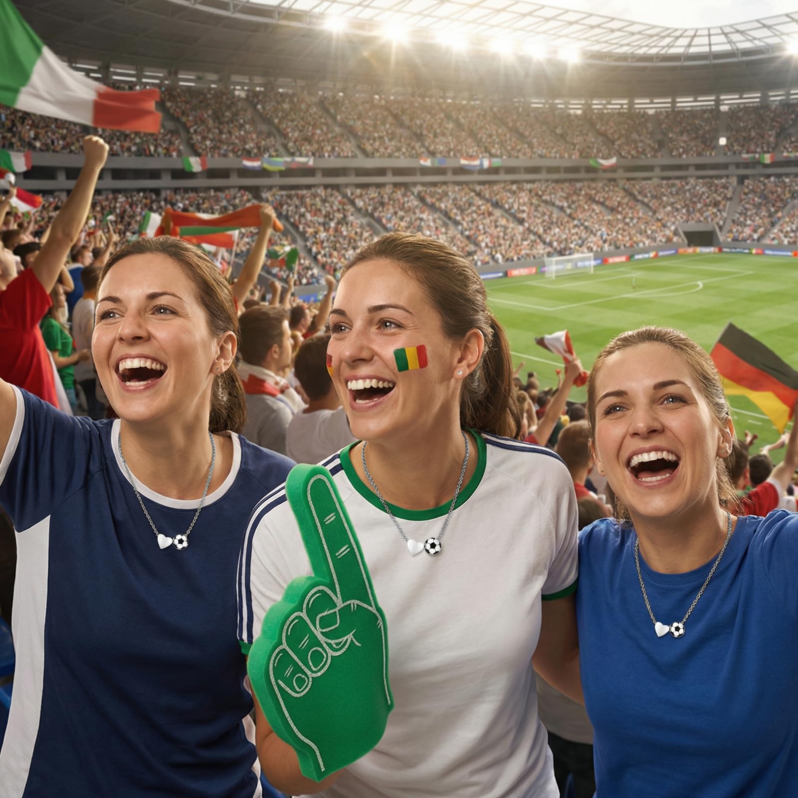 Collana da uomo girocollo da donna, con ciondolo a sfere, per sport, regali di calcio, 41-50 cm, per uomini e ragazzi
