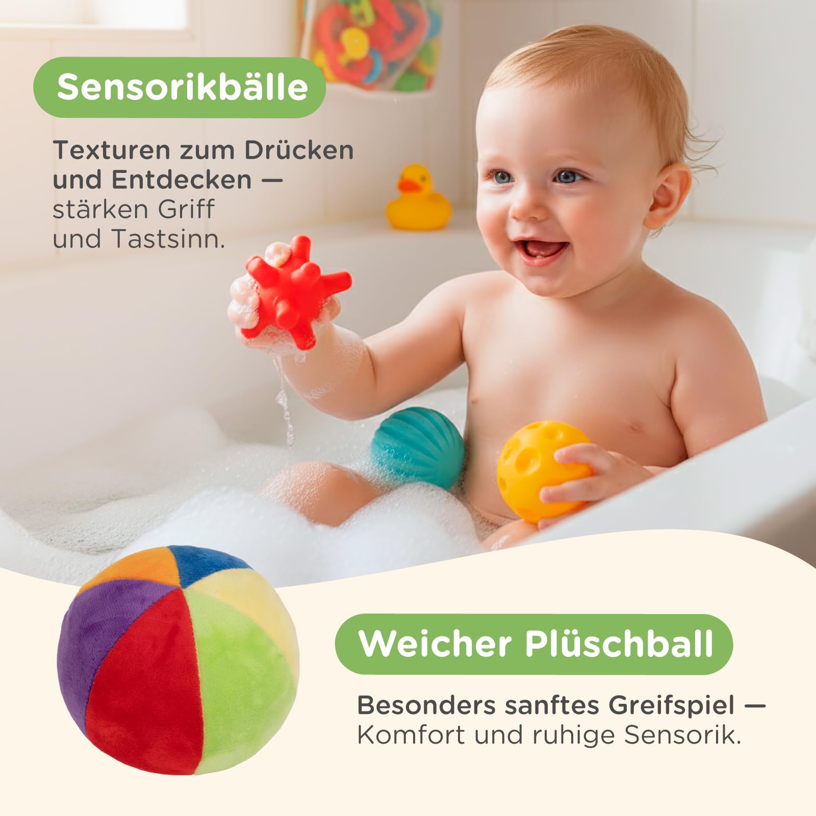 Nene Toys Montessori Baby Spielzeug 0–6 Monate – 7-in-1 Sensorik Holz Lernbox mit Schwarz-Weiß Stoffbuch, Tücherbox, Regenbogen Dreh-Trommel, Sensorikbällen, Beißring & Rassel – Neugeborenen Geschenk