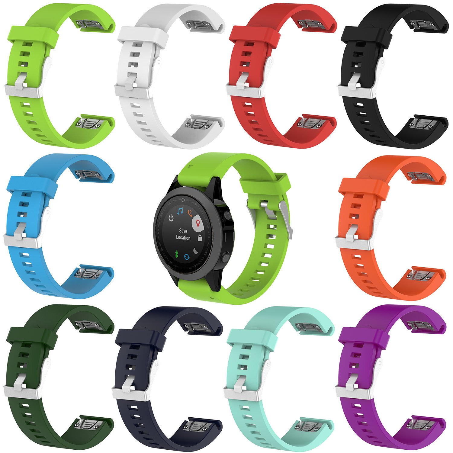 Bracelet Silicone 20mm Angersi Pour Montres Garmin - Bande De Rechange Sport Confortable - Compatible Fenix 6S, 5S, 5S Plus - Libération Rapide