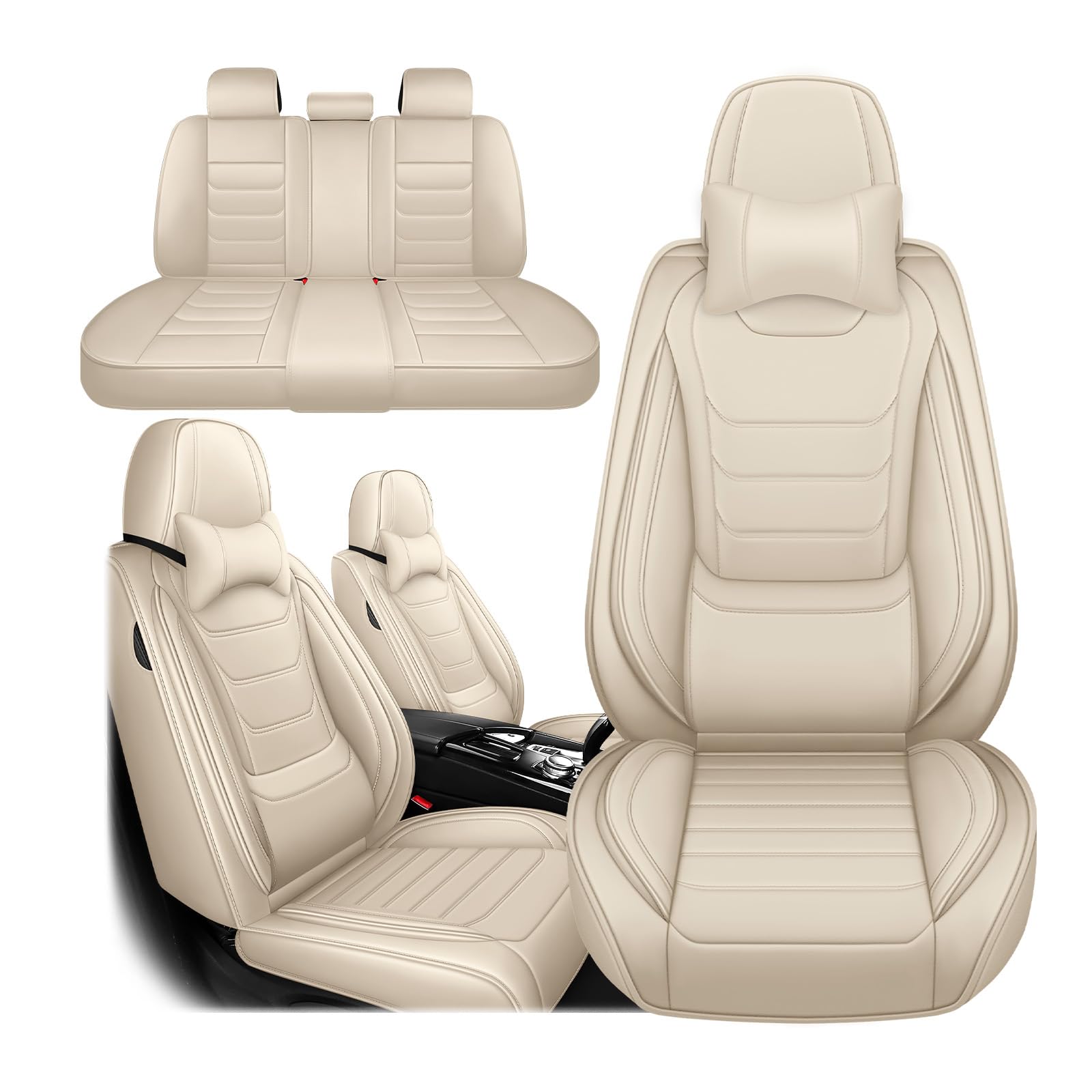 Nappa Leather Seat Covers Full Set (Beige)