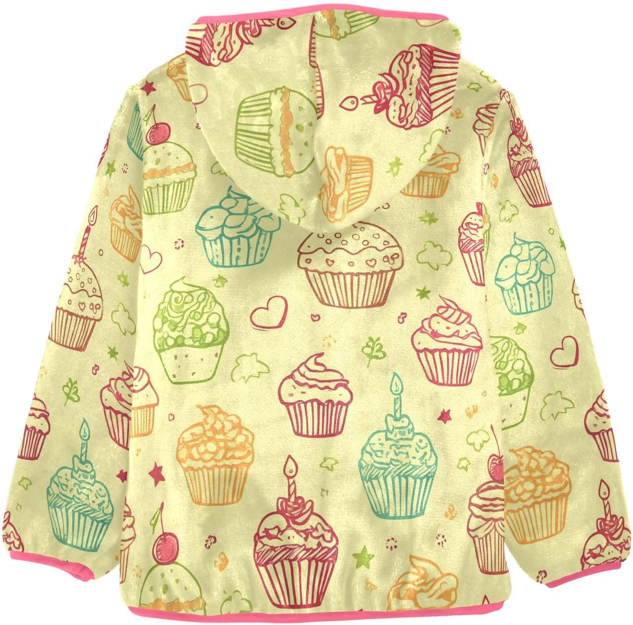 Girls Hoodie Outfit Line Cake Pattern Zipper Sweatshirt Coat Fleece Jacket for Kids 3-10T