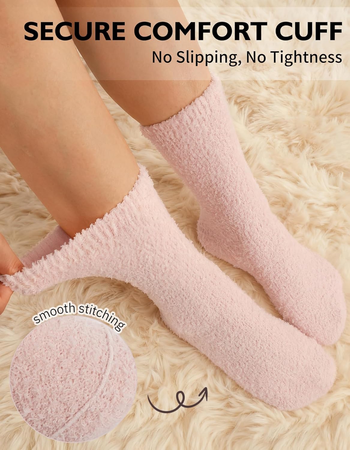 CLOSEMATE Warm & Cozy Fuzzy Socks Gifts for Women Soft Coral Fluffy Sleeping Slipper Socks - Image 6