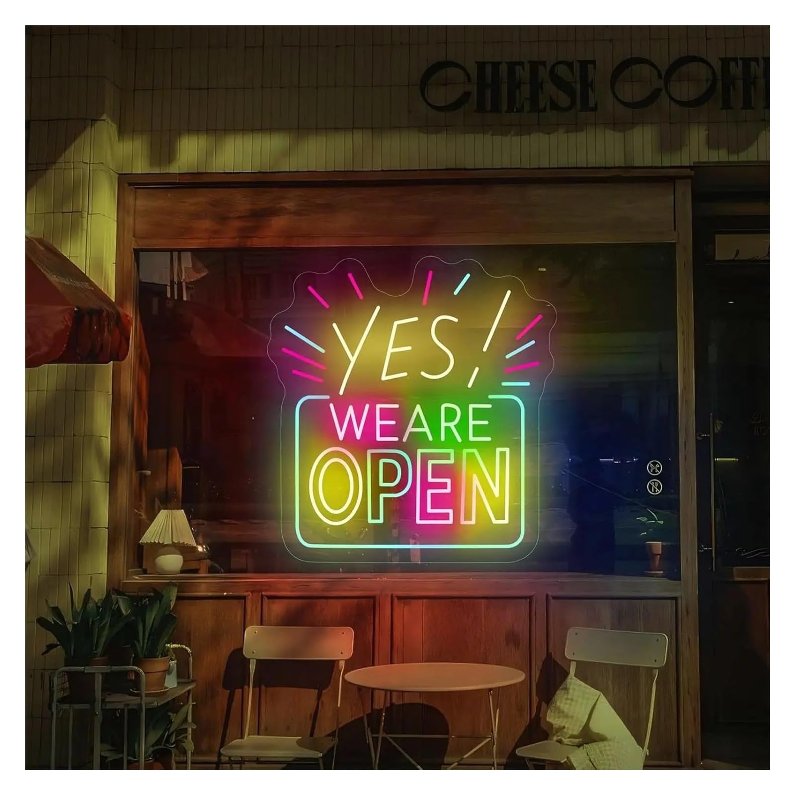Luci al Neon Da Parete YES WE ARE OPEN Insegna al neon per vetrine di negozi Caffetteria Ristorante Bar Pubblicità aziendale 17.3x18.1in