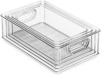 Vista 2 de Munfix Set Of 16 Refrigerator Organizer Bins - Plastic Pantry Organization and Storage Baskets - Stackable Food Fridge Organizers with Cutout
