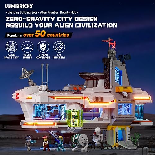 Miniatura 2 de Space Bounty Hub - Juego de ladrillos de construcción de iluminación  Future Alien Cyberpunk Style Modular Collection Kit de exhibición con