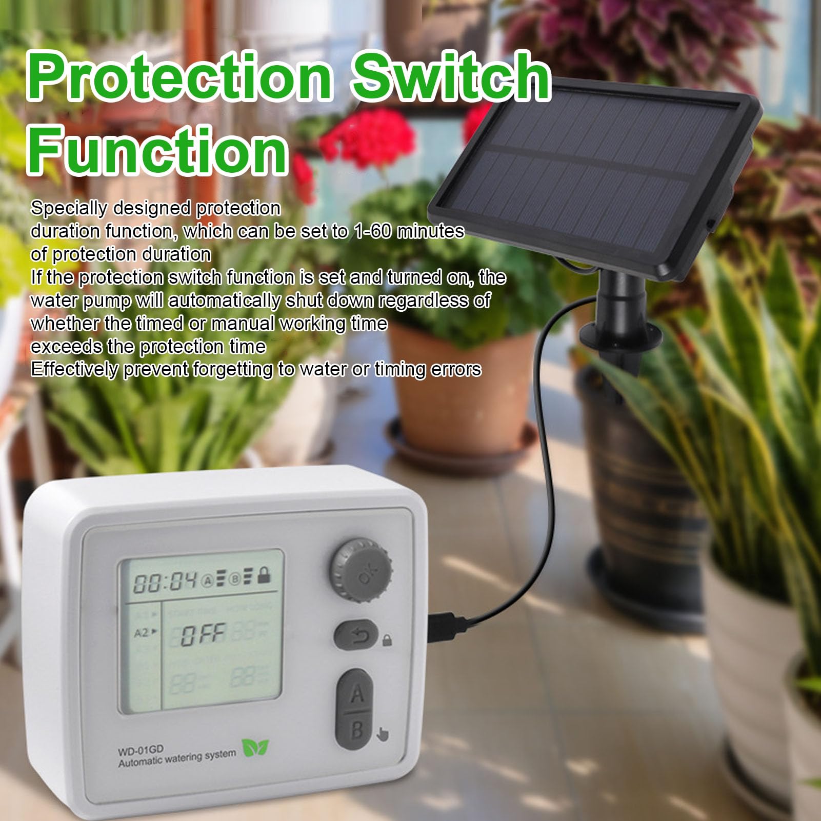 GLOGLOW Kit di Irrigazione a Goccia Solare, Kit di Irrigazione a Goccia di a con 2 Pompe per 20 Vasi, di Intelligente da 3600 MAh per Piante da Balcone Giardino Patio