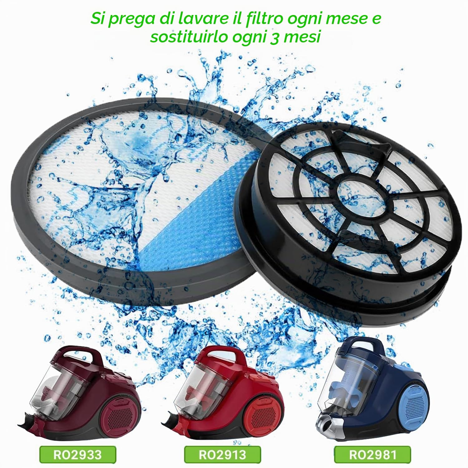 4 Pezzi Filtro per Rowenta Swift Power Cyclonic Aspirapolvere RO2910 RO2913 RO2915 RO2932 RO2933 RO2957 RO2981, Kit di Filtri HEPA con Filtro Spugna Ricambio di Accessori ZR904301