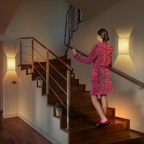 Miniatura 7 de YTO Apliques de pared a pilas con control remoto, luces de pared inalámbricas recargables LED regulables, juego de 2 lámparas de pared para