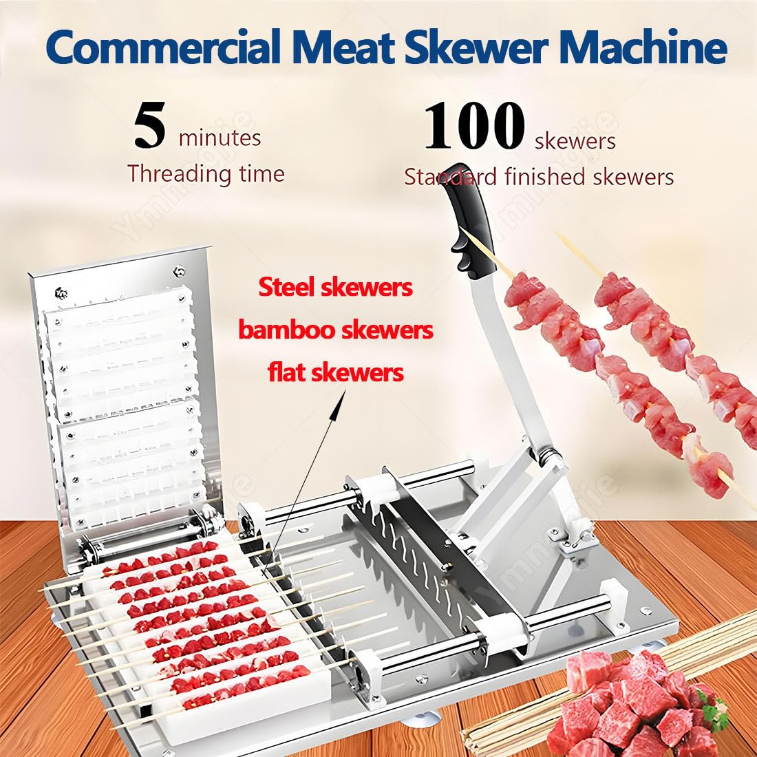 Máquina Hacer Brochetas Y Pinchos Carne Acero Inoxidable 2templates