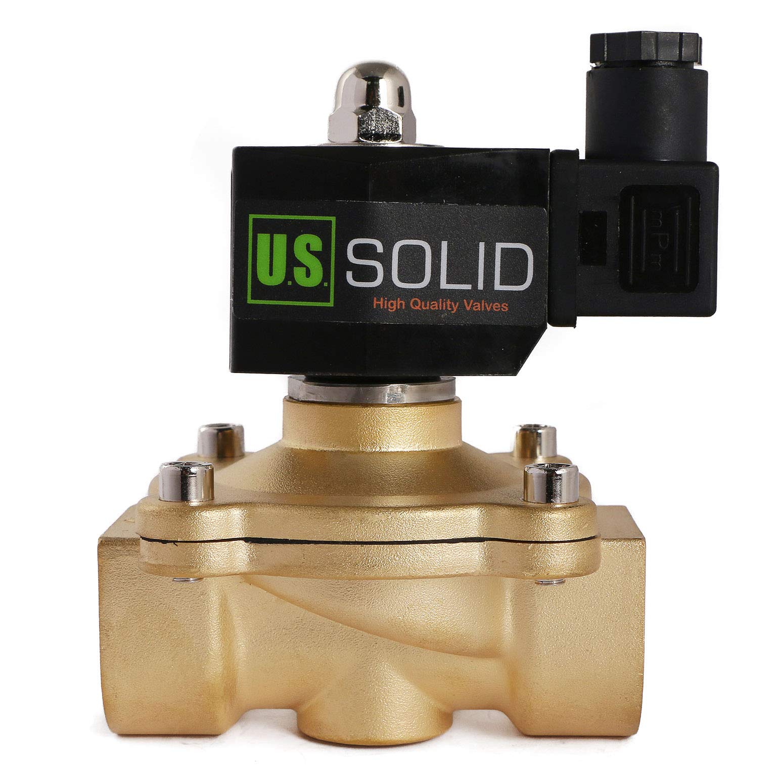 U.S. Solid Elektrisches Magnetventil 1 Zoll Messing, DC 12 V Gleichstrom, stromlos geschlossen, Viton, Luft, Wasser, Öl, Kraftstoff, G-Gewinde