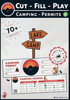 Cut - Fill - Play : Camping Permits | Camping Essential: Pretend camping permits | fun camping & hiking essential | for kids and professionals