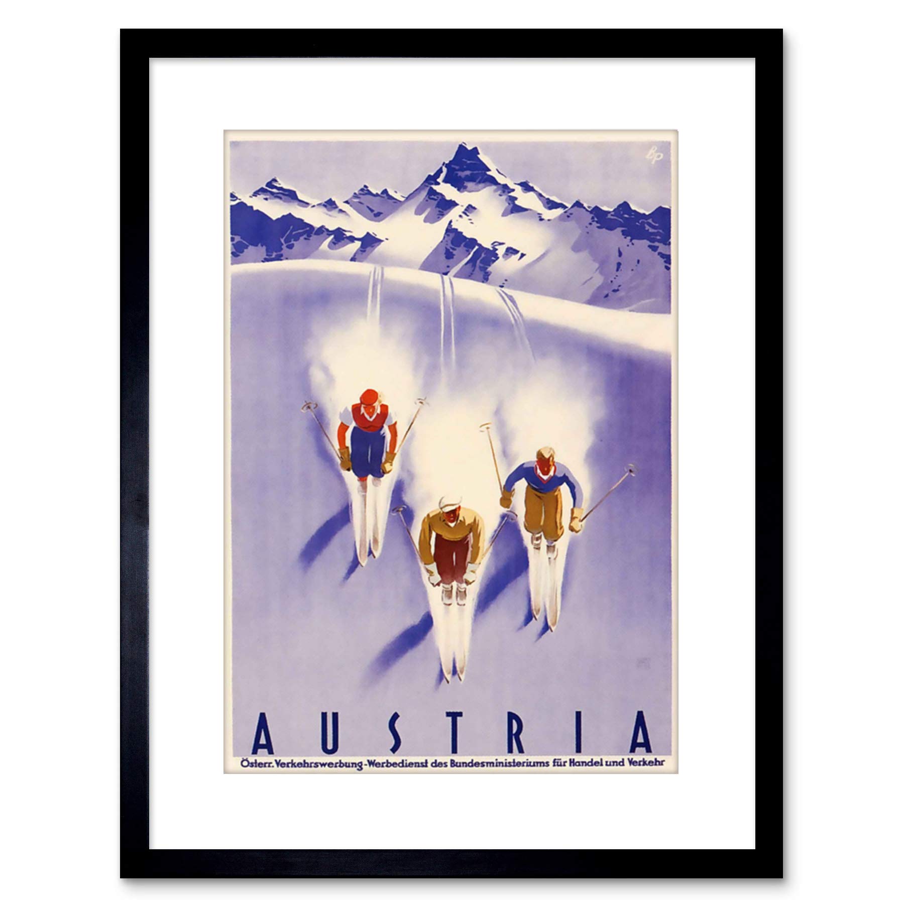 Wee Blue Coo 9x7 '' TRAVEL WINTER SPORT AUSTRIA SKI SNOW ALPS FRAMED ART PRINT F97X1472