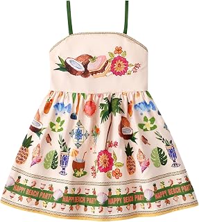 PAMBERSTON Girls Coconut & Floral Print Summer Frock, Cotton Knee-Length A-Line Dress with Square Neck and Sleeveless Desi... Price In India
