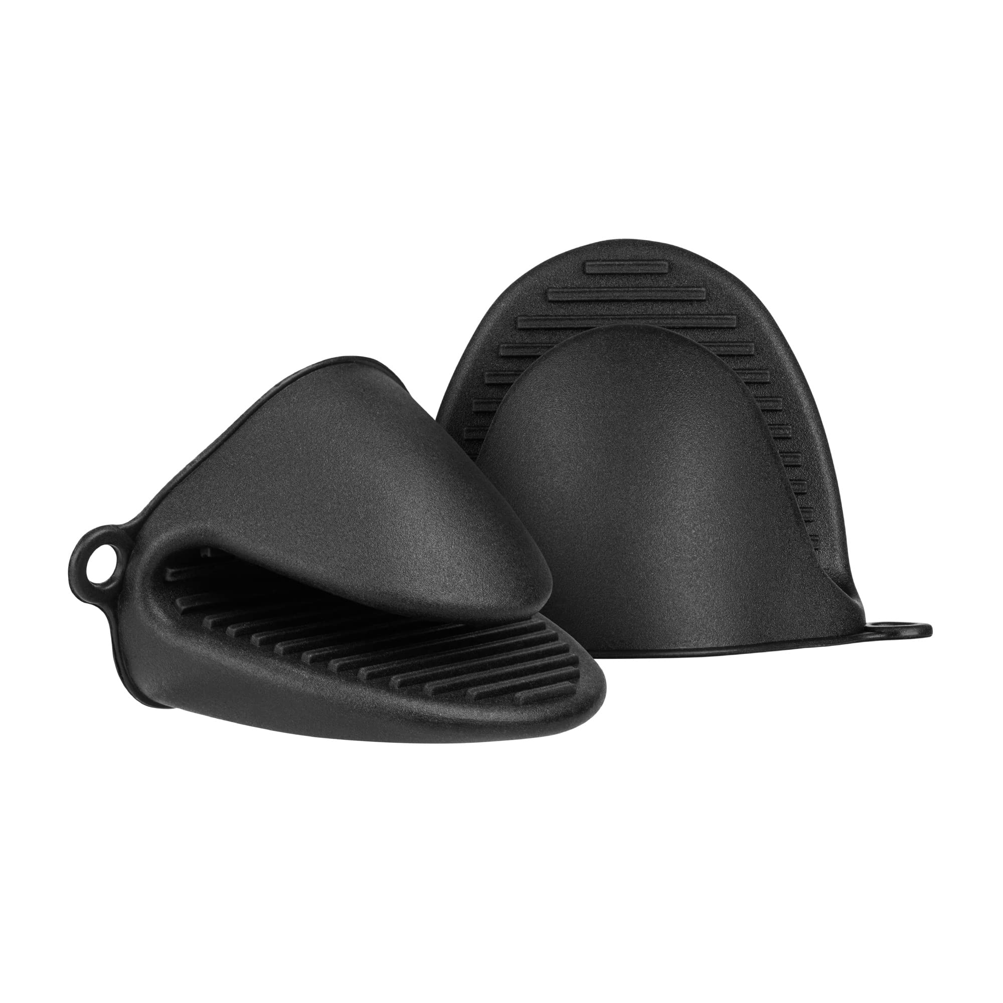 Kwmobile Black Silicone Pot Holders (Set Of 2) - Oven Mitt Holder Grips For Hot Pans And Trays - Heat Resistant Potholder Gloves