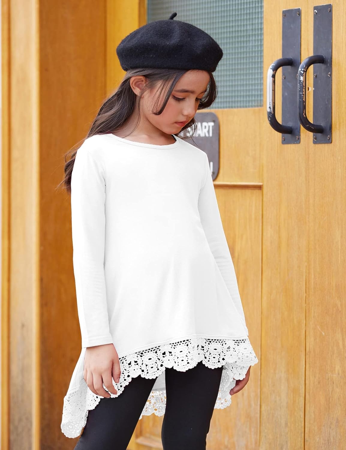 Arshiner Girls Tunic Tops Casual Basic Loose Soft Swing Pullover Long Blouse T-Shirt Tee - Image 3
