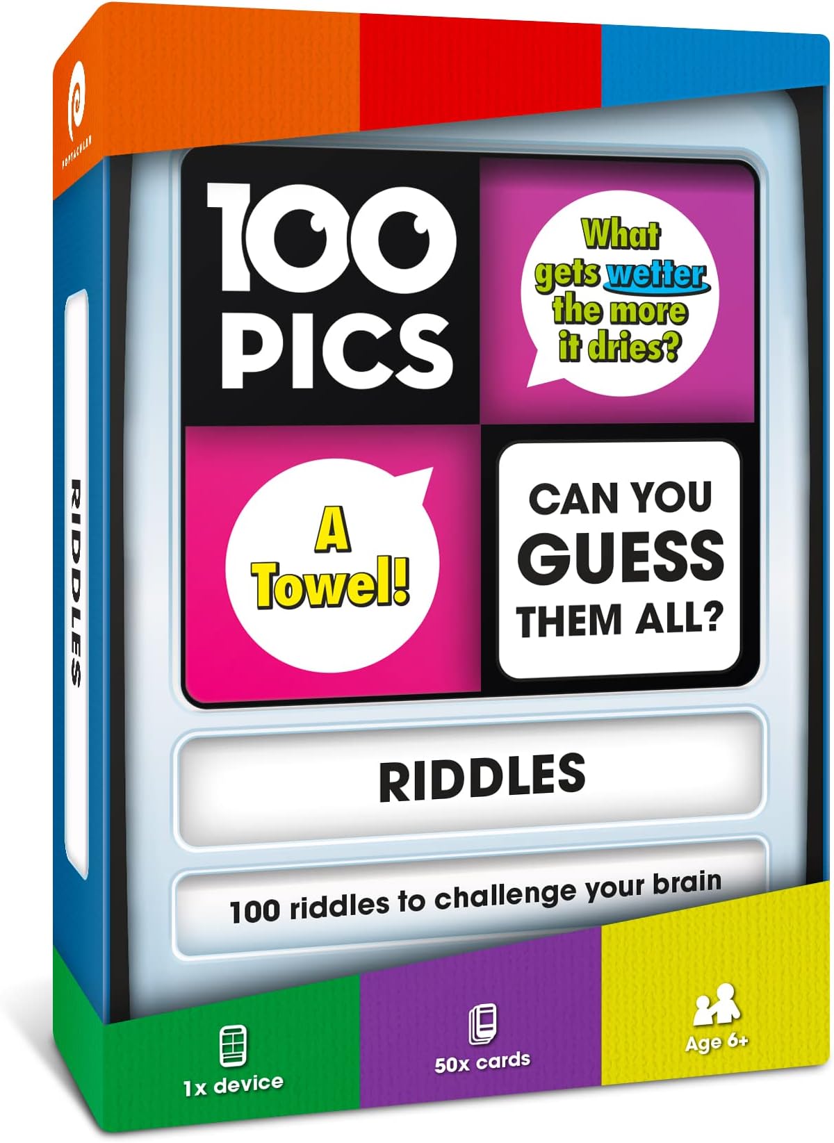 100 PICS Riddles Travel Card Game - Family Fun Quiz Game, Pocket Puzzles For Kids And Adults