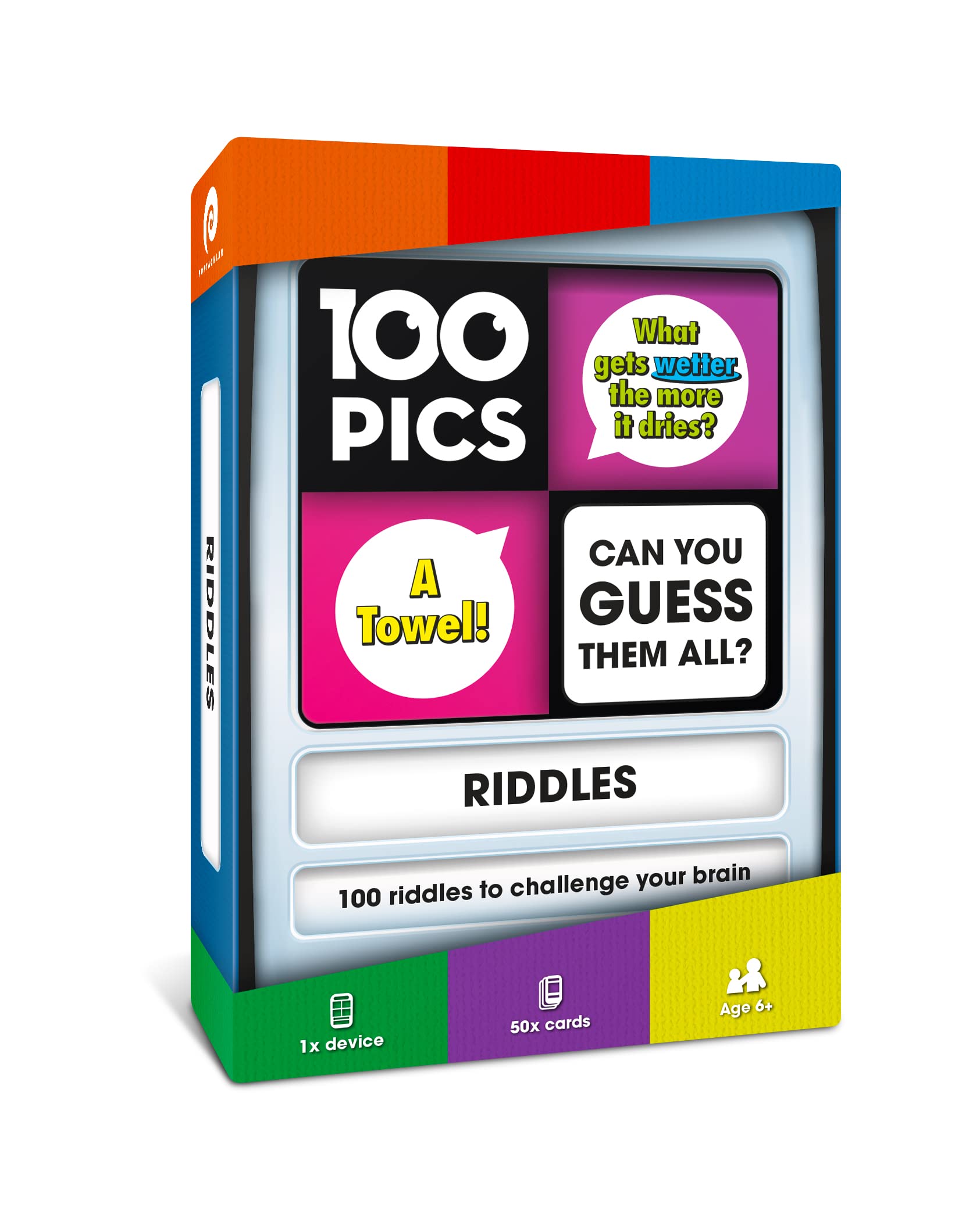 100 PICS Riddles Travel Card Game - Family Fun Quiz Game, Pocket Puzzles For Kids And Adults