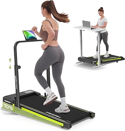 HADMAX Walking Pad mit 10% Steigung 3,0 HP leises klappbares Laufband für Zuhause mit Magnet-Fernbedienung,Laufband-Schreibtisch mit LED-Anzeige und Einziehbares Steigrohr,12 HIIT,Bis 136 kg