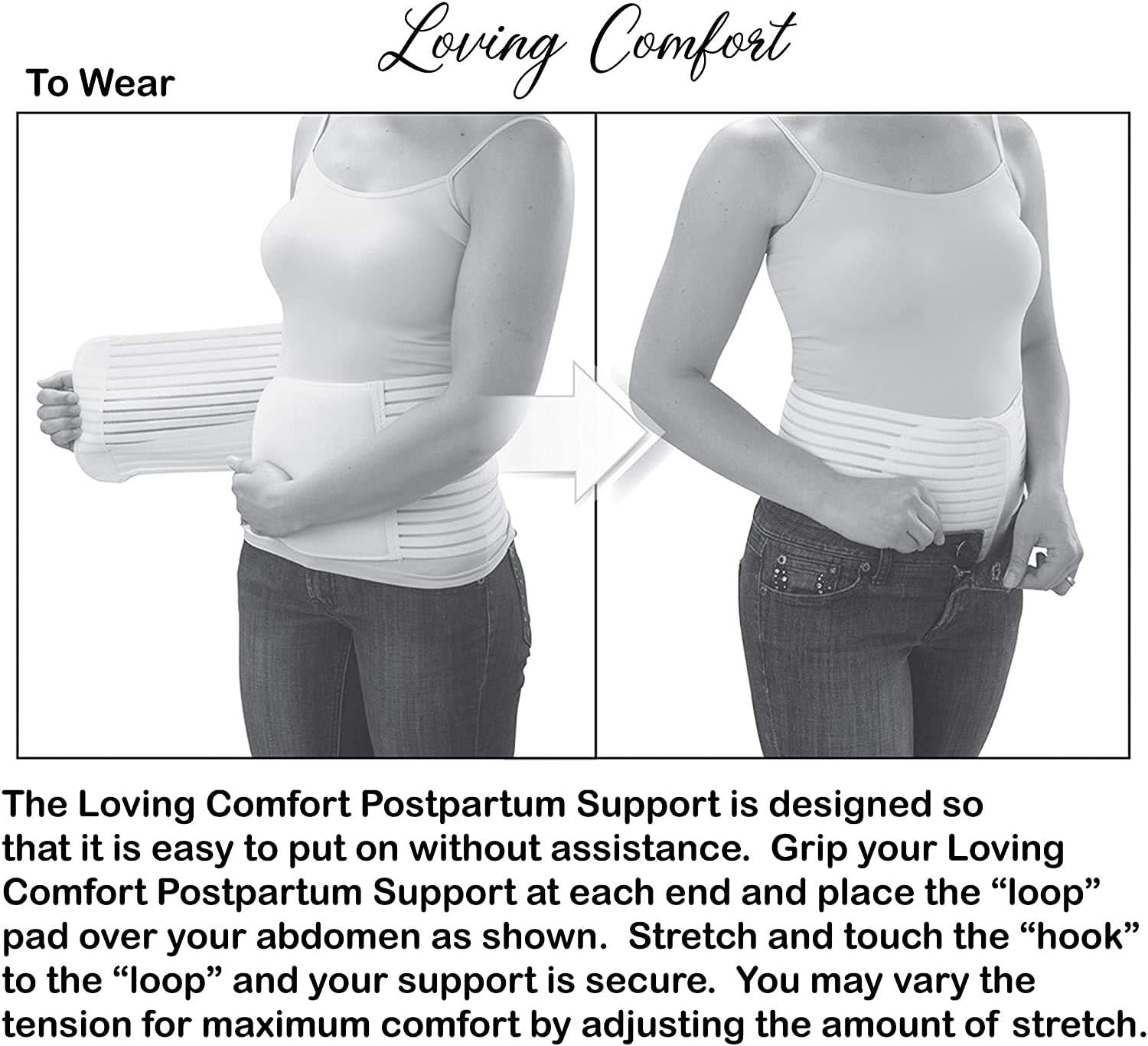 Loving Comfort - Postpartum Belt, Abdominal Support for C-Section Recovery, Post Pregnancy Belly Band Waist Trainer