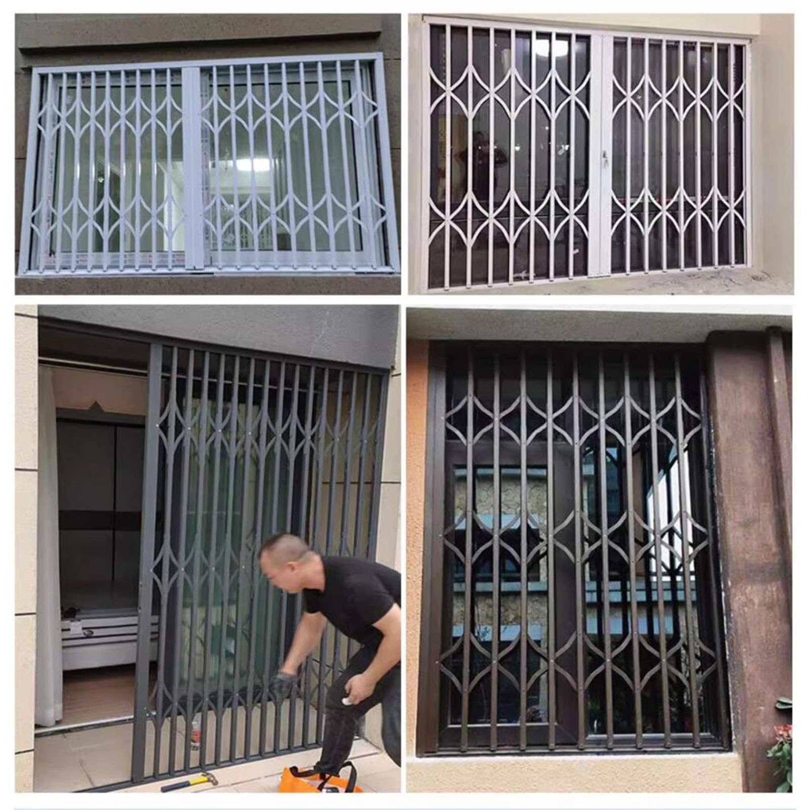 Red antirrobo para ventanas correderas, barras de seguridad de aleación de aluminio para prevención de robos al aire libre, ideal para lofts y cobertizos, fácil de instalar
