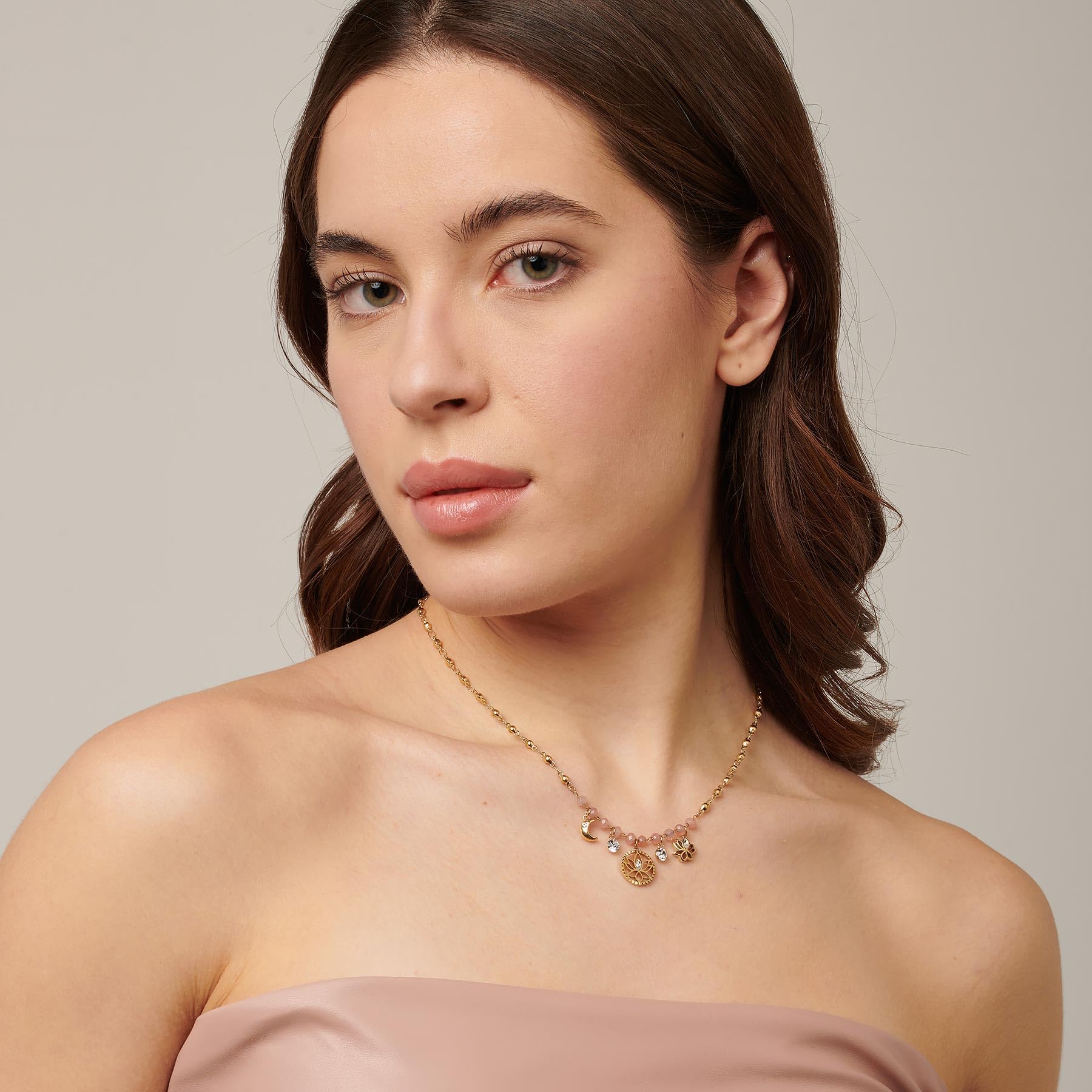 Brosway Collana Donna, Collana in Acciaio e Cristalli/pietre Naturali con Simbolo Fiore | Collezione Chakra - BHKN087