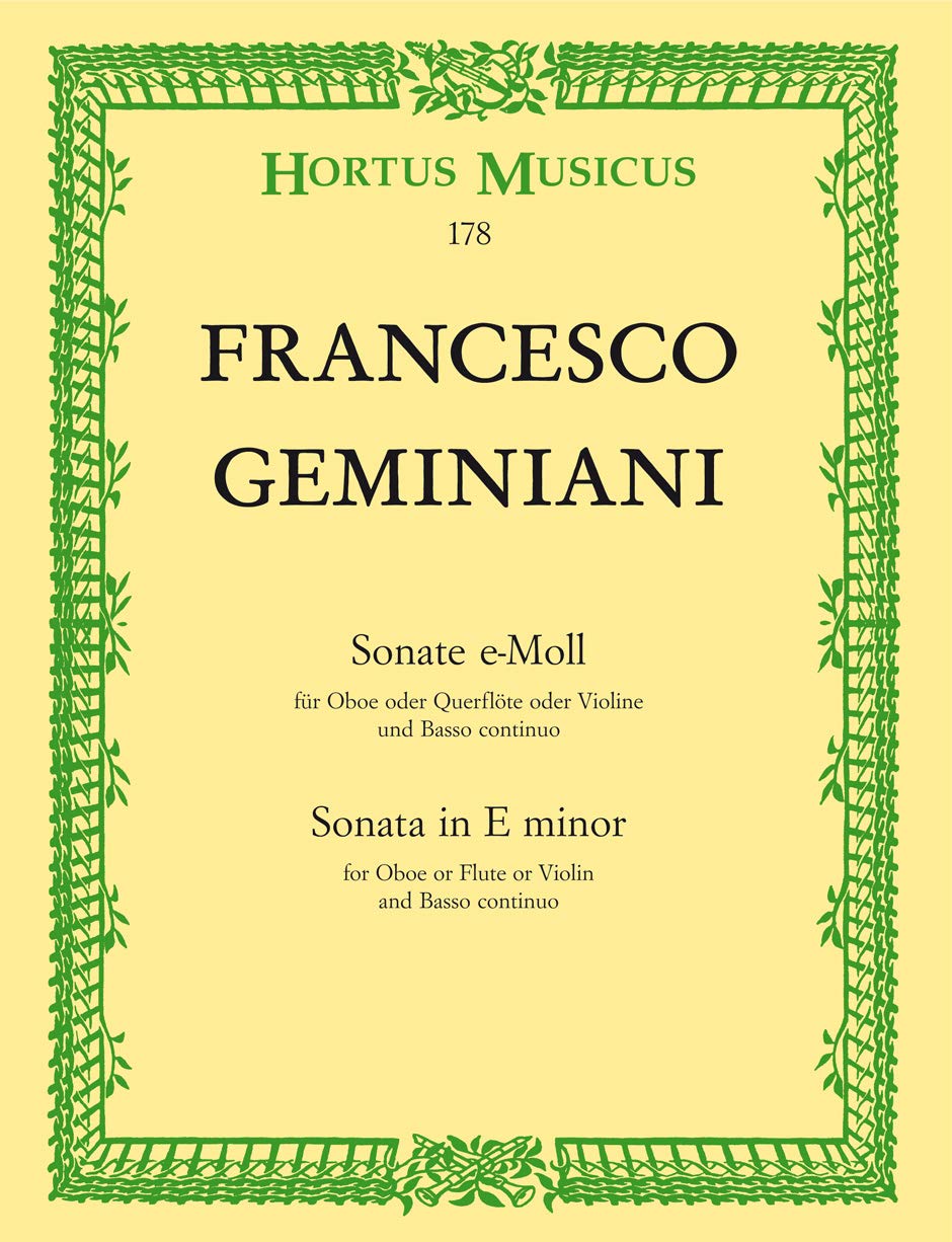 Sonata in E minor for Oboe or Flute or Violin and Basso continuo