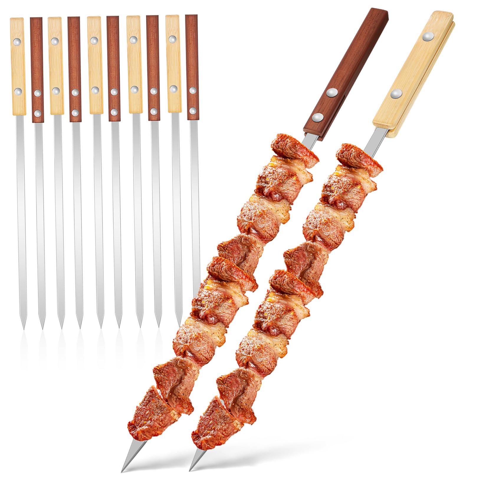 Didiseaon 12pezzi Spiedini Per Portatili in Acciaio Inox Utensili Multifunzione Per Barbecue Spiedini Professionali Con Manico in Legno Accessori Per Esterno