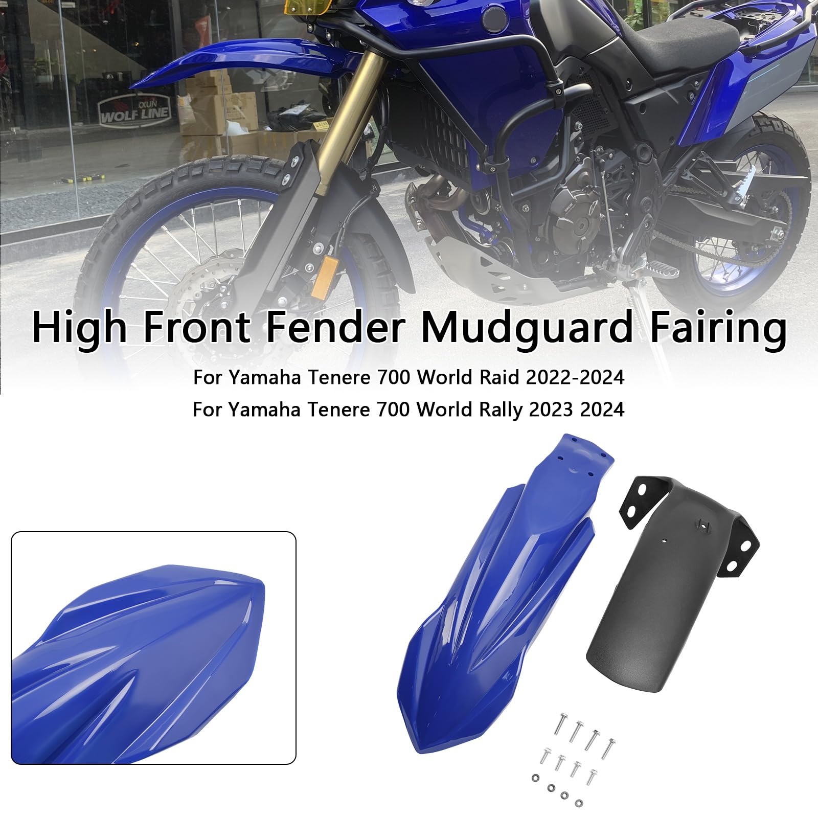 High Front Fender Mudguard Fairing für Yamaha Tenere 700 2019-2024 Blue