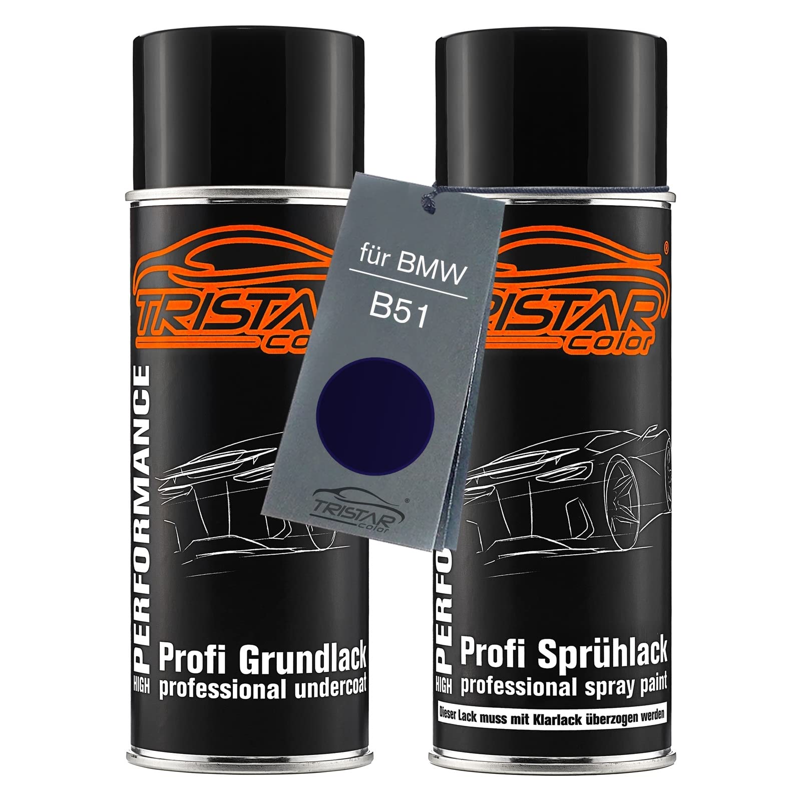 TRISTARcolor Vernice per auto Kit di bombolette spray per BMW B51 San Marino Blau Metallic/San Marino Blue Metallic vernice di fondo vernice di base bomboletta a spruzzo 400ml