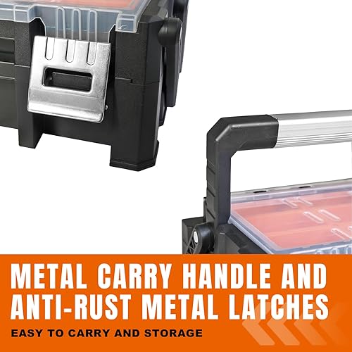 Miniatura 7 de Torin AG2170B Organizador portátil de caja de herramientas de plástico caja de herramientas voladiza de 18 pulgadas con compartimentos extraíbles