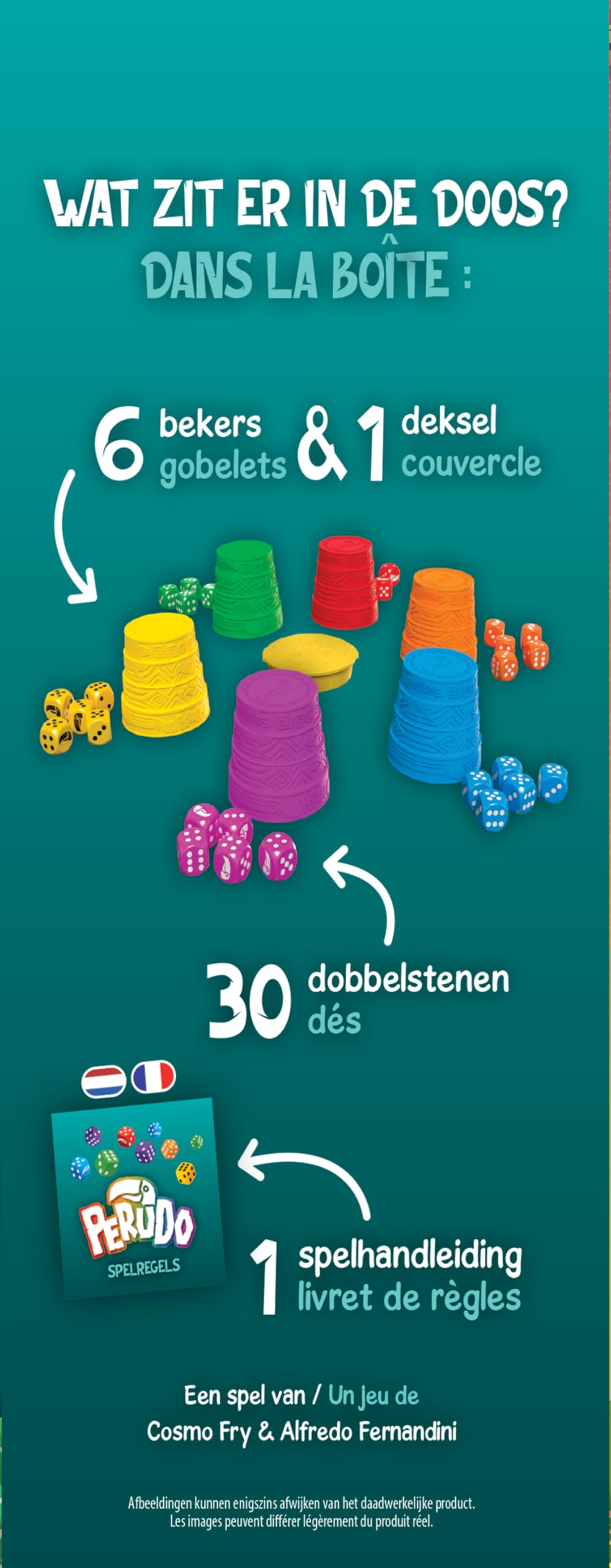 Asmodee | PERUDO (Nuova Versione) | Gioco da tavolo | per adulti e bambini | da 8 Anni | Scuotere, Parlare, Vincere | Dadi e Bluff | 2 a 6 giocatori | 30 minuti | Versione IT/NL
