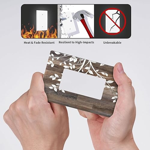 Miniatura 5 de Cubierta para interruptor de luz con estampado de árbol rústico, 1 banda, diseño de árbol de campo, placa frontal eléctrica para cocina, dormitorio,