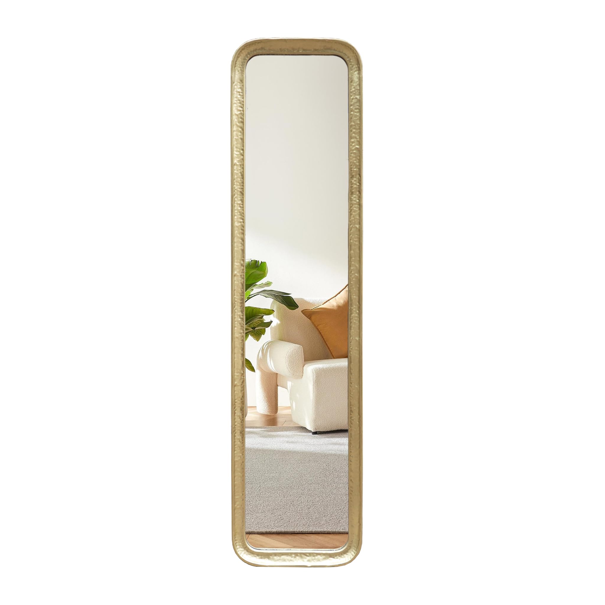 PARISLOFT Full Length Mirror with Metal Frame, 57.3'' x 14.1'' Full Body Wall Mirror, Vintage Floor Mirrors for Bedroom, Dressing Room, Living Room, Gold