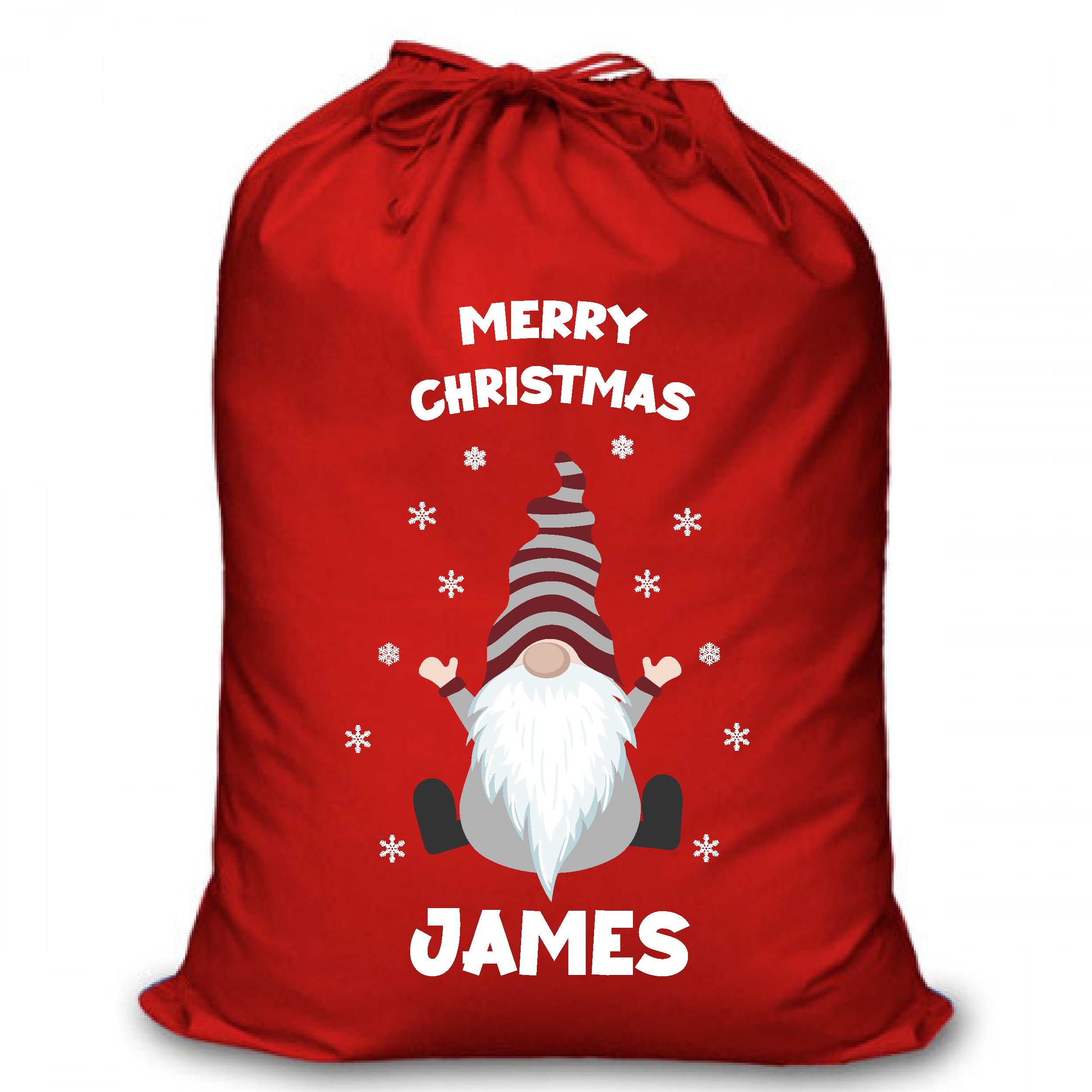 Personalised Christmas Reindeer Santa Gift Bag for Kids & Adults - Festive Large Reusable Sack (Red - Gonk (RD_2)) โ image 1