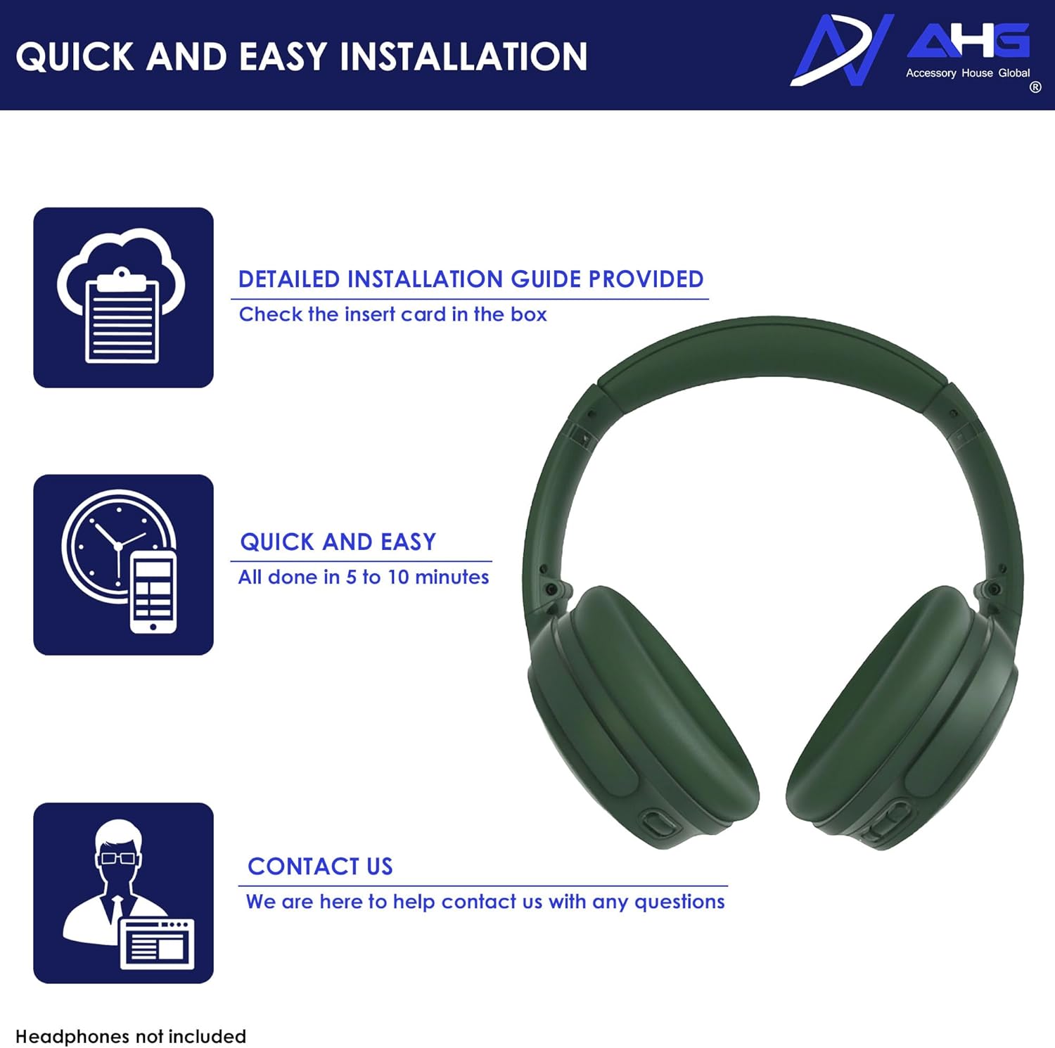 AHG QuietComfort Ear Pads Replacement Cushion Compatible with Bose QuietComfort (2023), QC45 QCSE QC35 QC35 II Noise Cancelling Headphones (Cypress Green). Extra Thick | Superior Comfort/Durability - Image 7